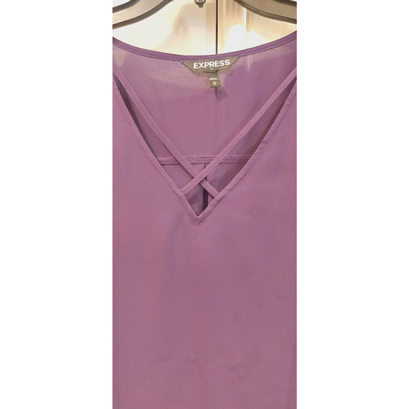 Express Womens Tunic Top Sz M Plum Crisscross Front Longsleeve Blouse‎ - Picture 3 of 8